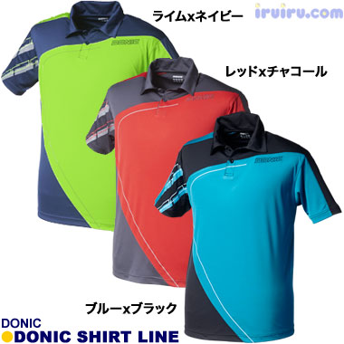DONIC/DONIC シャツ ライン レッドxチャ DONIC/DONIC シャツ ライン レッドxチャ